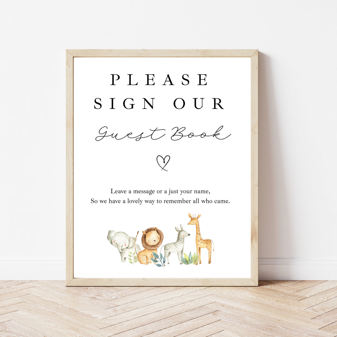 Personalised Jungle Safari Birthday Party Guest Book