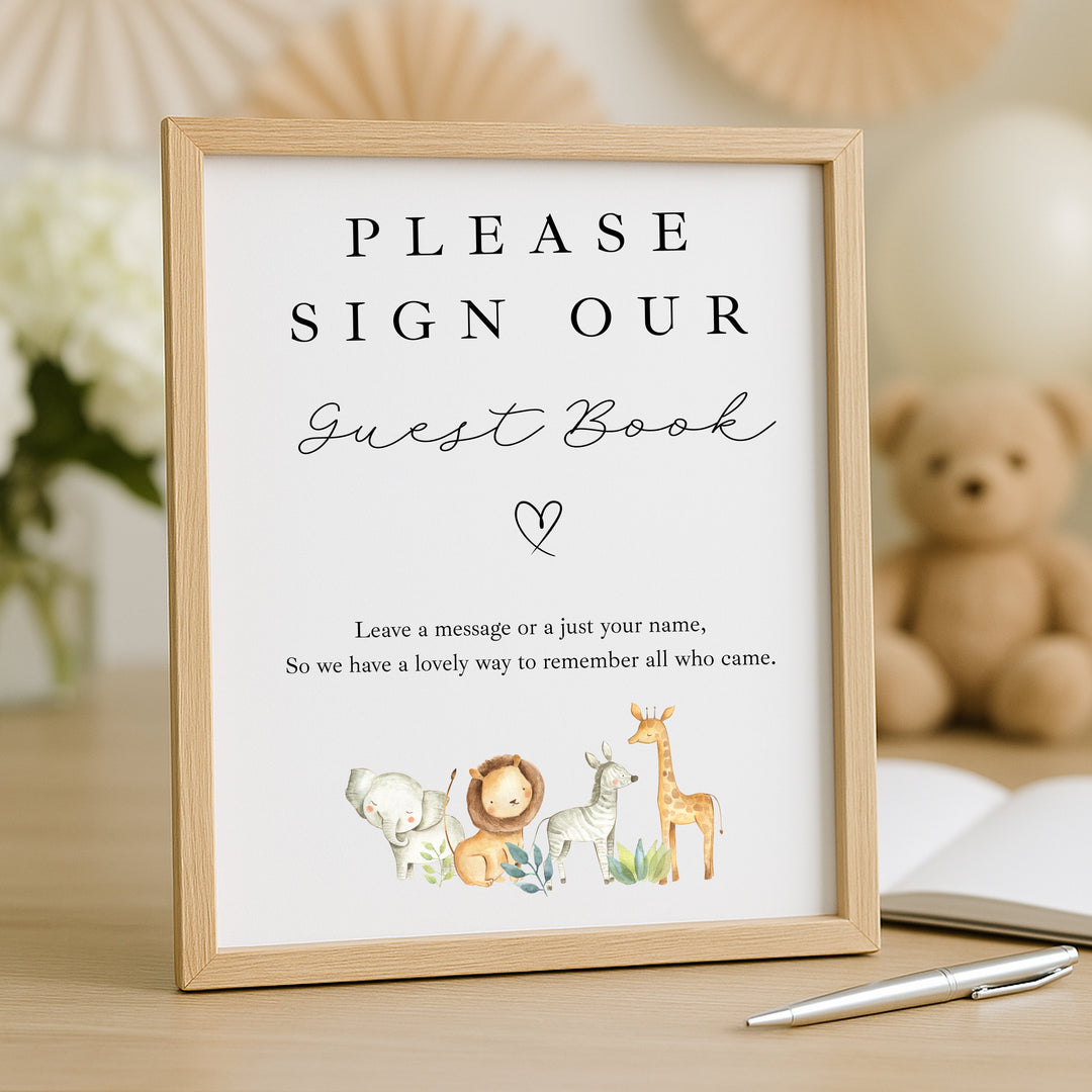 Personalised Jungle Safari Birthday Party Guest Book