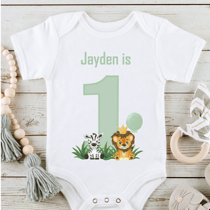 Personalised Jungle 1 First Birthday (Baby Vest | T-shirt| Bodysuit)