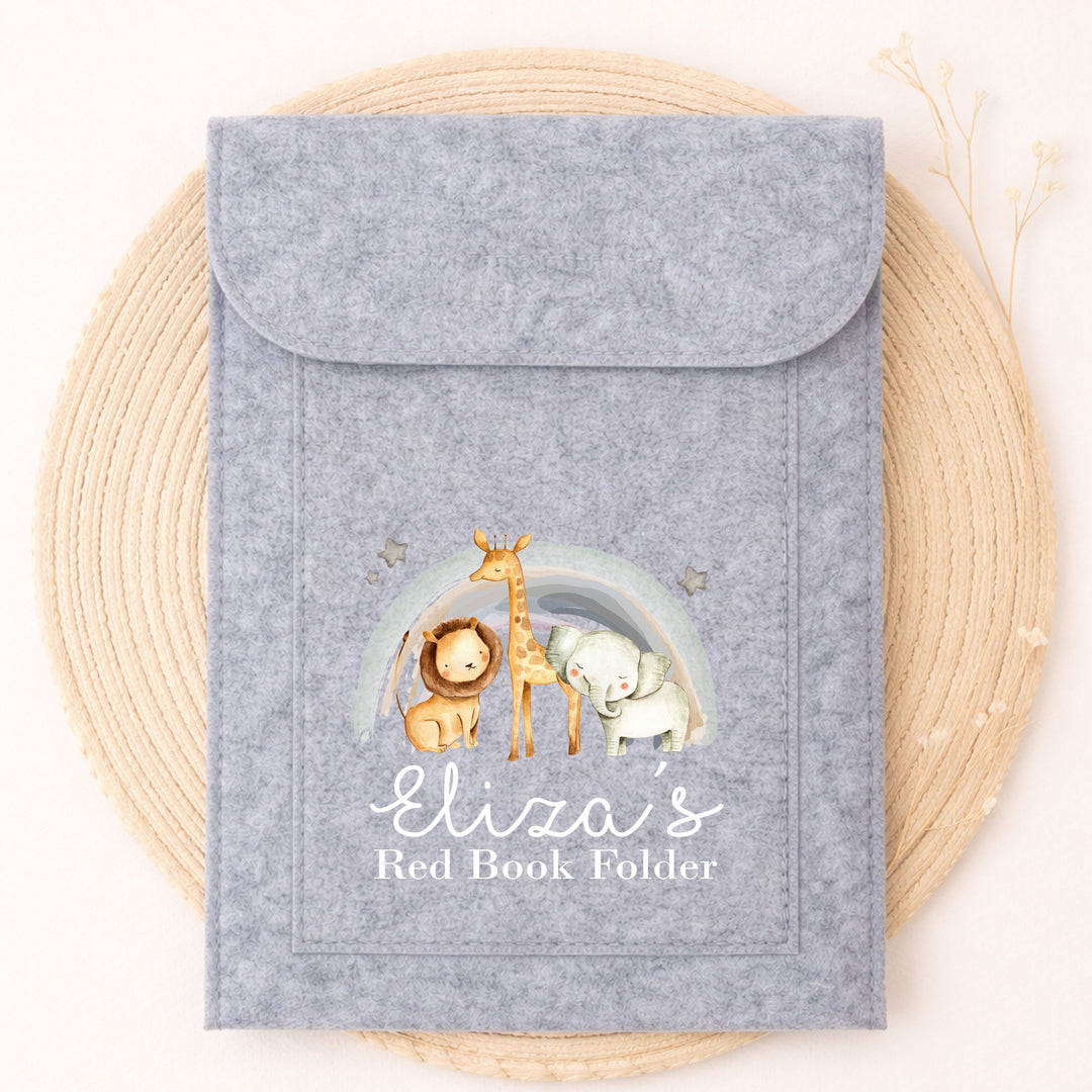 Personalised Jungle Rainbow Red Book Cover