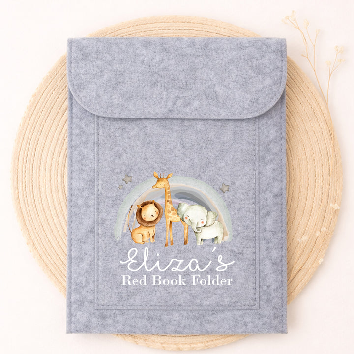Personalised Jungle Rainbow Red Book Cover