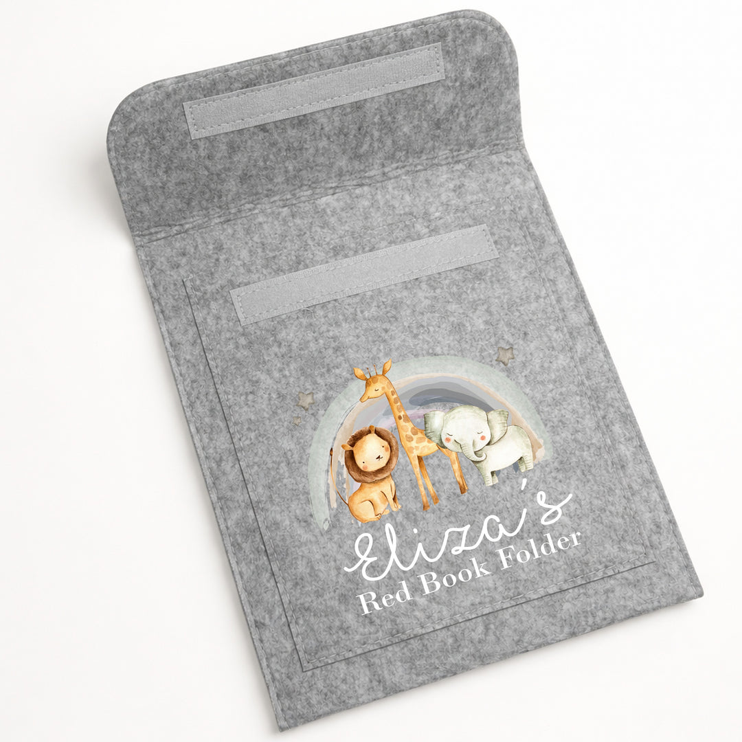 Personalised Jungle Rainbow Red Book Cover