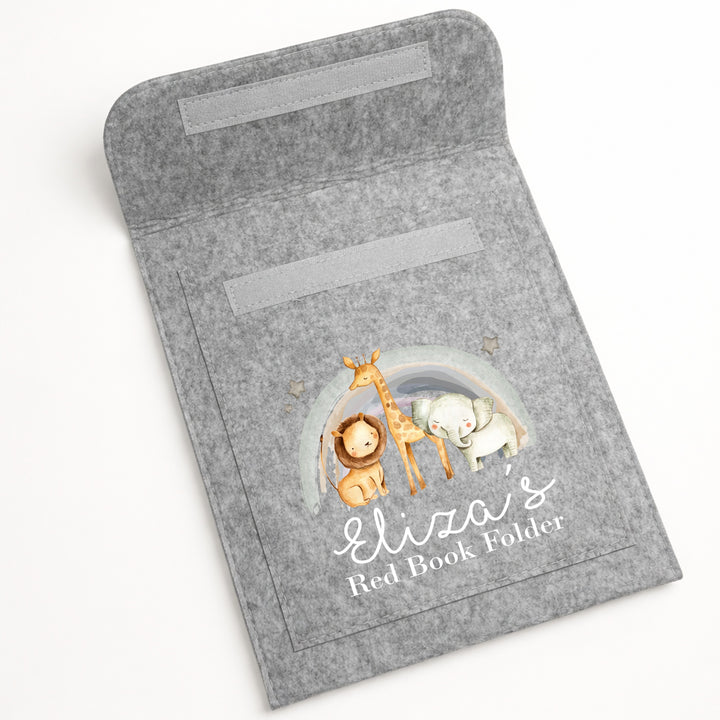 Personalised Jungle Rainbow Red Book Cover