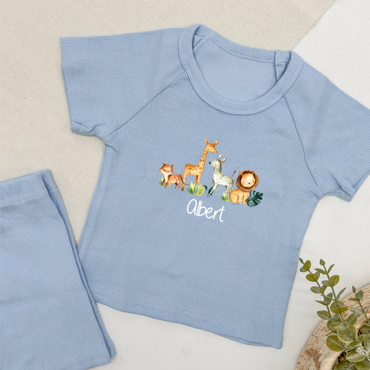 Personalised Jungle Scene Ribbed Shorts Set