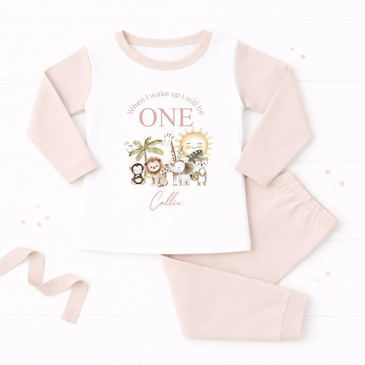 Personalised Pink Jungle First Birthday Pyjamas