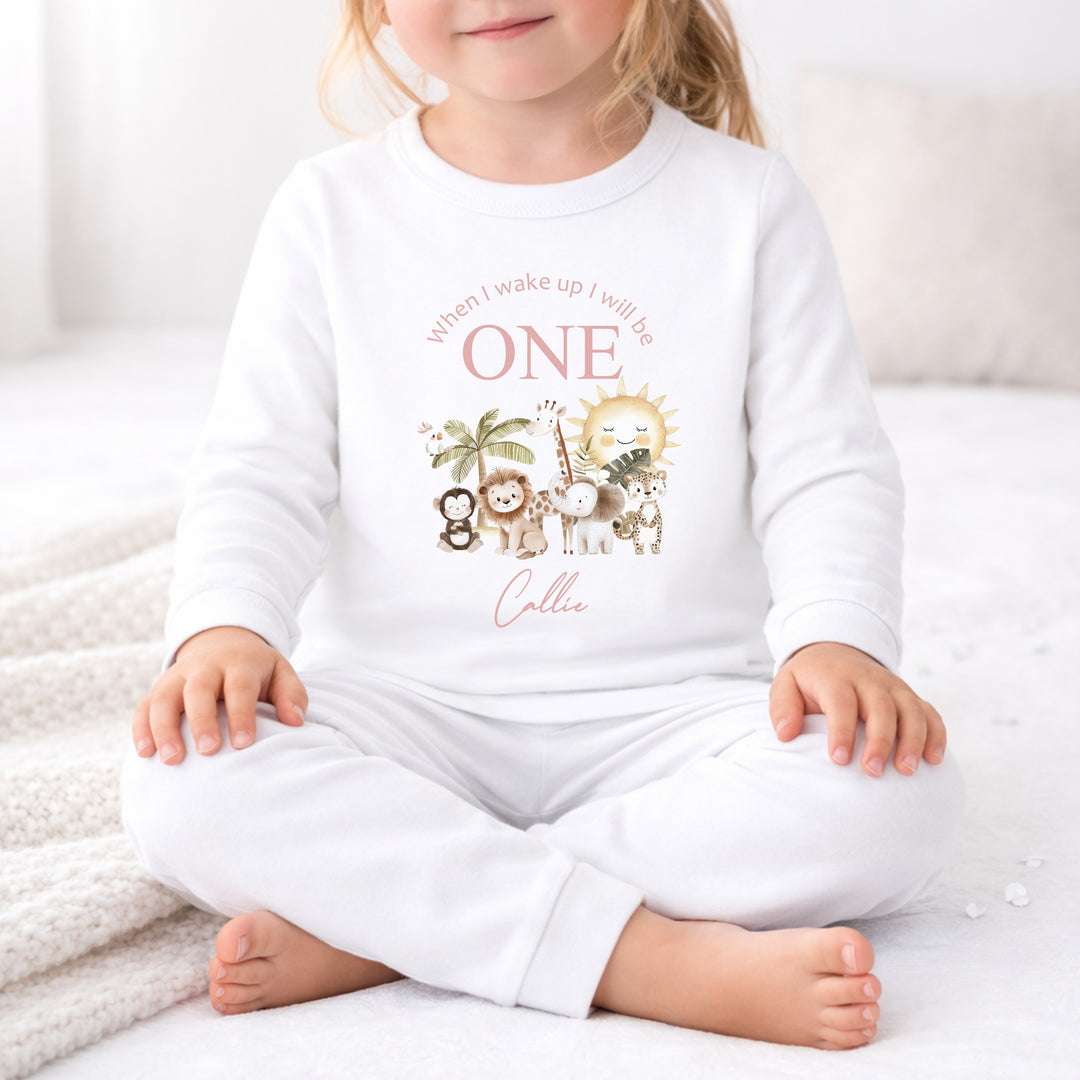 Personalised Pink Jungle First Birthday Pyjamas