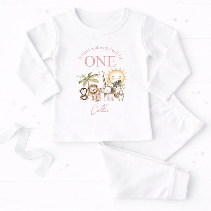 Personalised Pink Jungle First Birthday Pyjamas