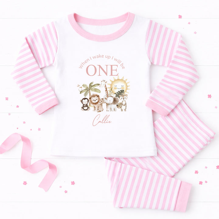 Personalised Pink Jungle First Birthday Pyjamas