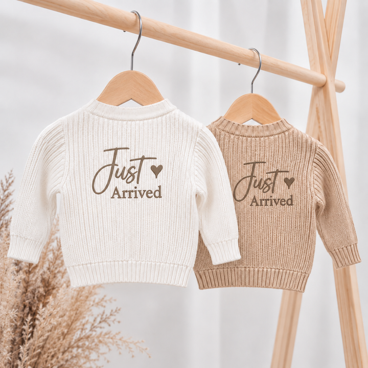 Embroidered Just Arrived Knitted Cardigan