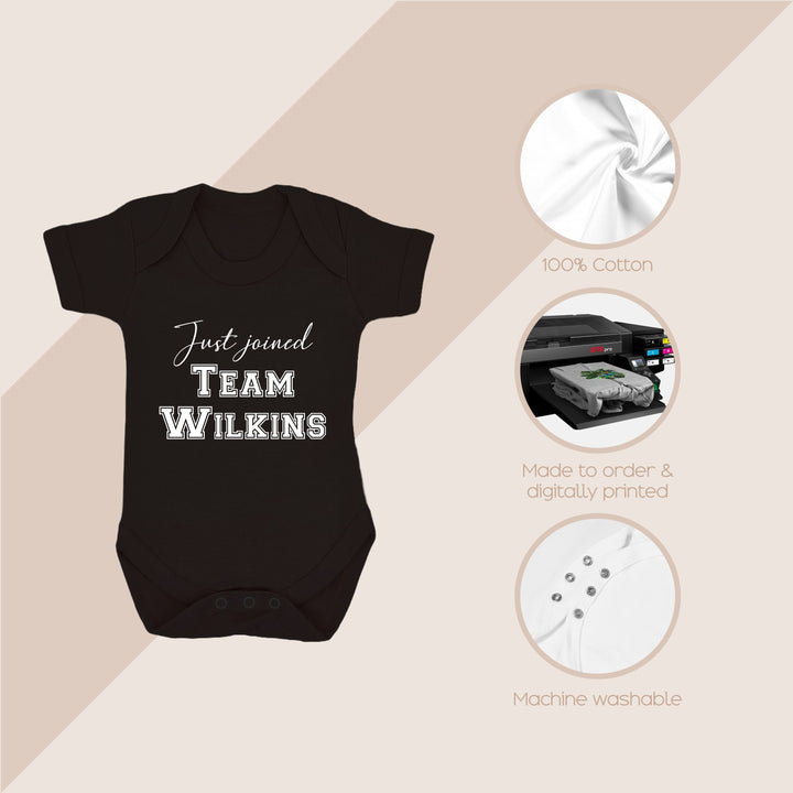 Personalised Team Just Joined Set Matching T-shirt Baby Vest