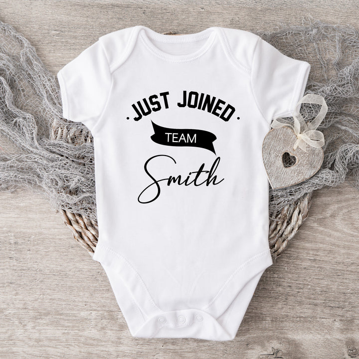 Personalised Just joined team Baby Vest/Babygrow