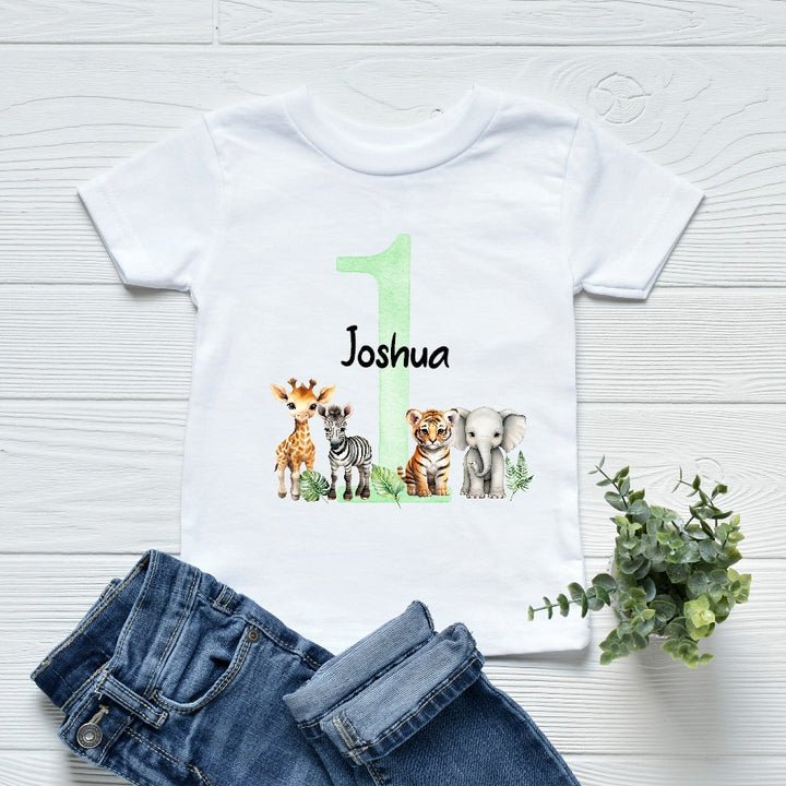 Personalised Unisex Jungle Birthday T-shirt