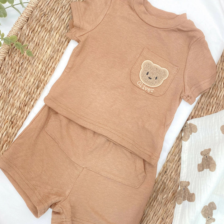 Brown Teddy Bear T-Shirt & Shorts Set
