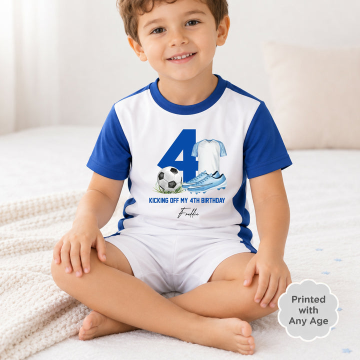 Personalised Blue Kicking Off My Birthday Kids Football Set
