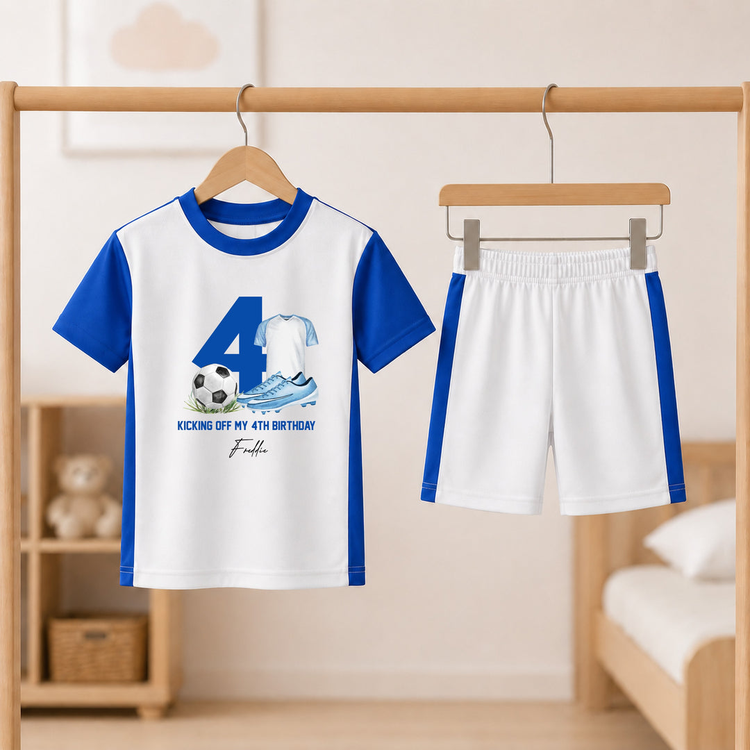 Personalised Blue Kicking Off My Birthday Kids Football Set