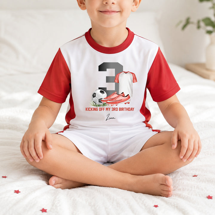 Personalised Red Kicking Off My Birthday Kids Football Set