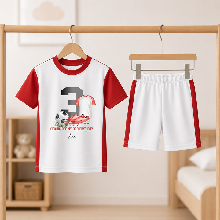 Personalised Red Kicking Off My Birthday Kids Football Set