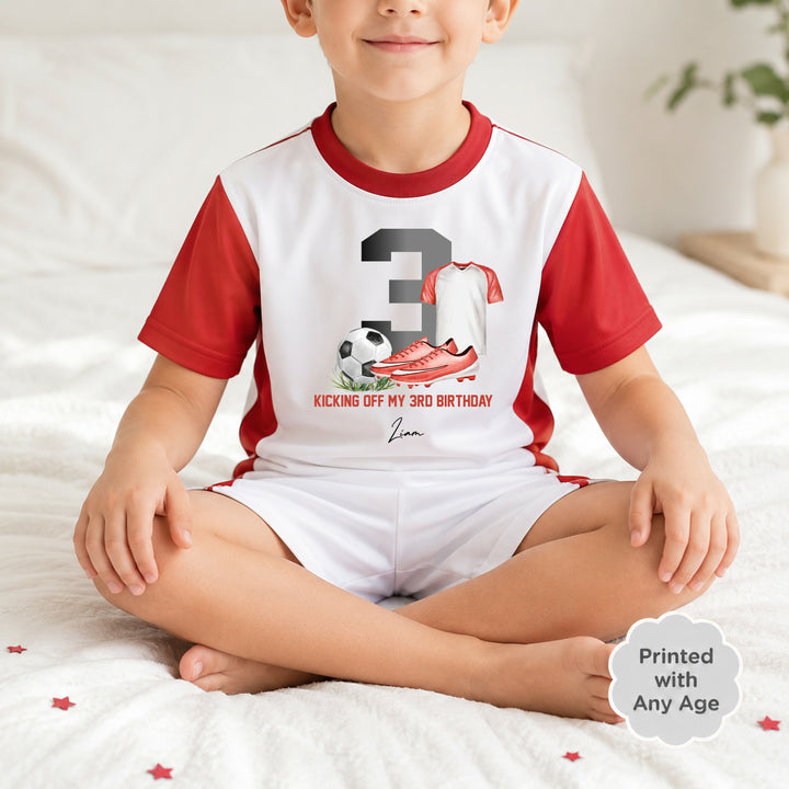 Personalised Red Kicking Off My Birthday Kids Football Set