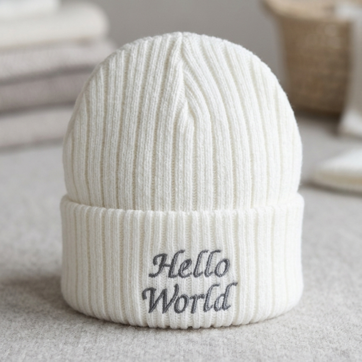 Hello World Knitted Baby Hat