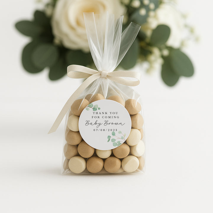 Personalised Green Leafs Baby Shower Stickers
