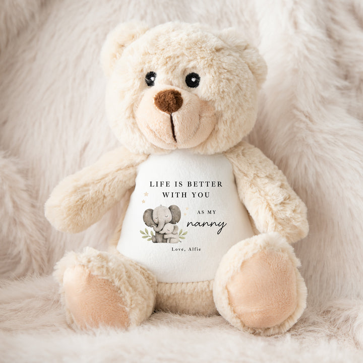 Personalised Elephants Lifes Better With Nanny Mother's Day Teddy