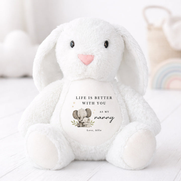 Personalised Elephants Lifes Better With Nanny Rabbit