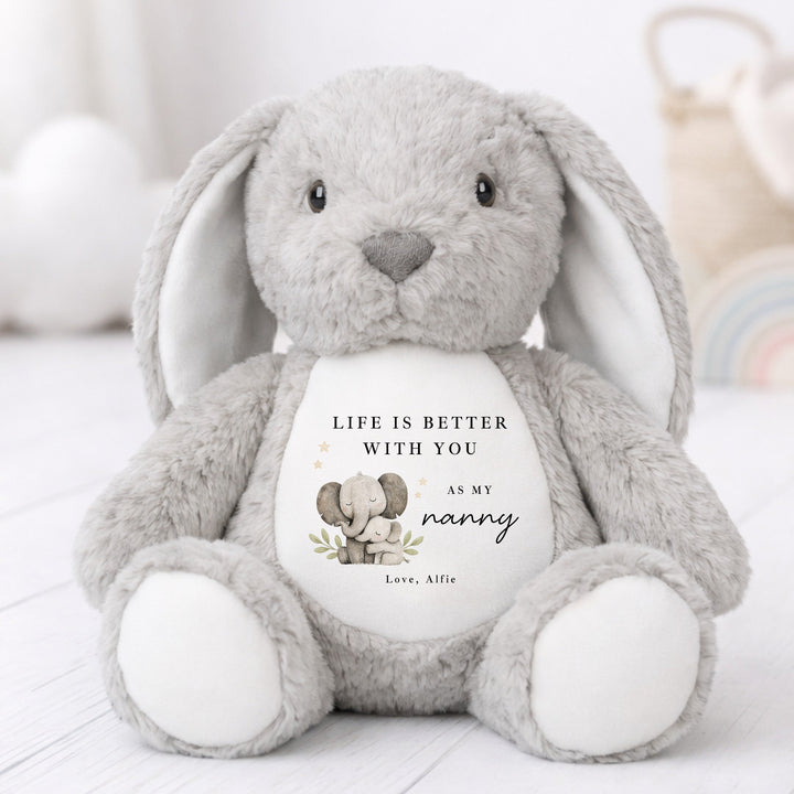 Personalised Elephants Lifes Better With Nanny Rabbit