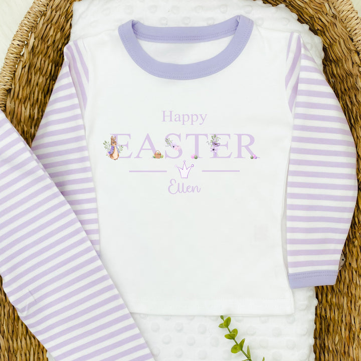 Personalised Purple Rabbit Happy Easter Pyjamas