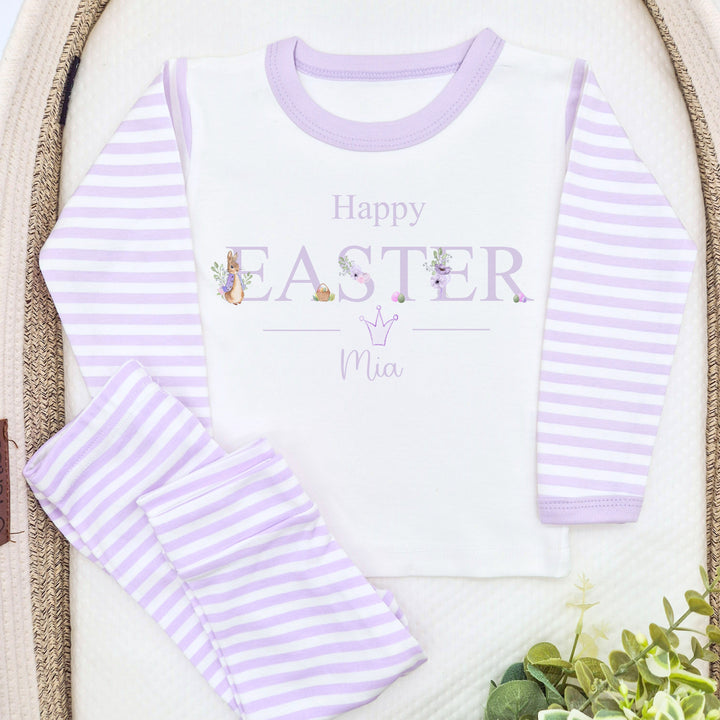 Personalised Purple Rabbit Happy Easter Pyjamas