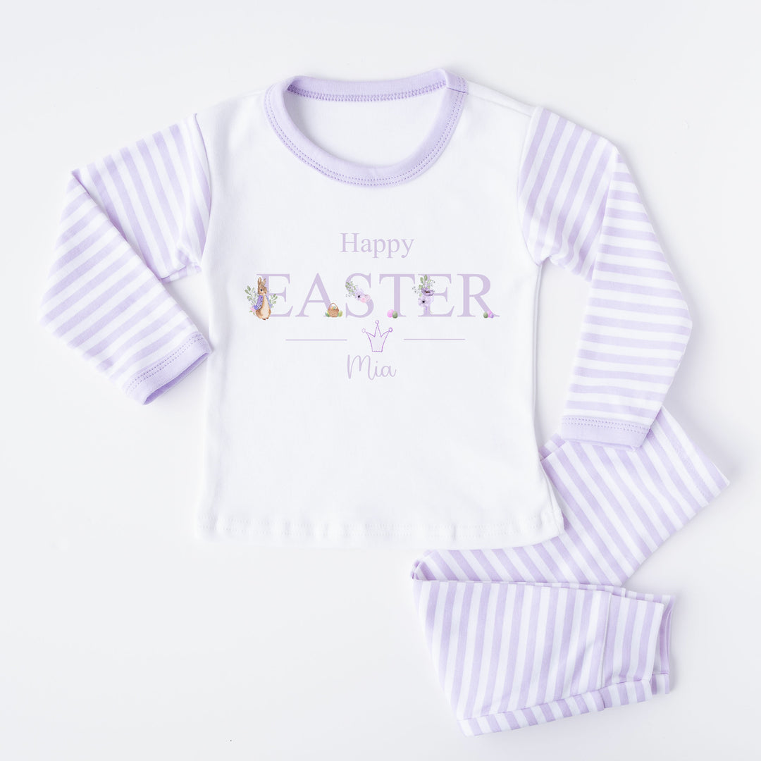 Personalised Purple Rabbit Happy Easter Pyjamas