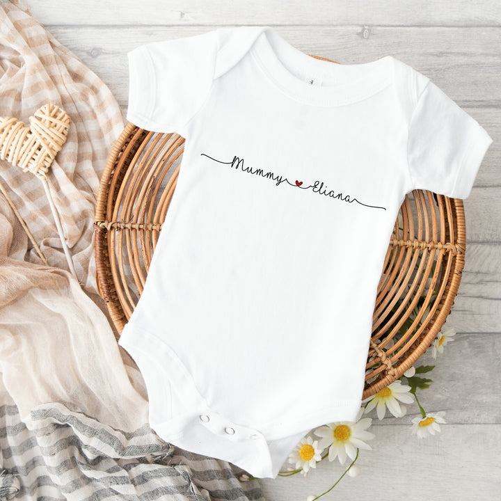 Personalised First Valentines Linked Hearts Babygrow/Vest