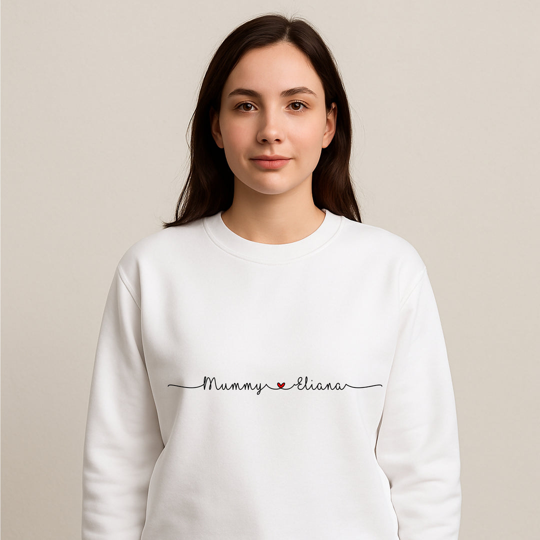 Personalised Linked Hearts Mum and Baby Sweatshirts