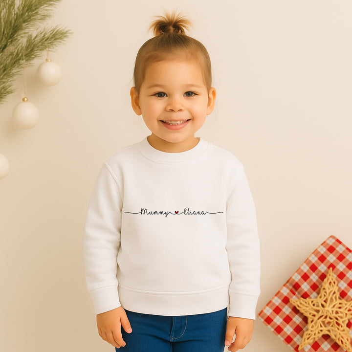 Personalised Linked Hearts Mum and Baby Sweatshirts