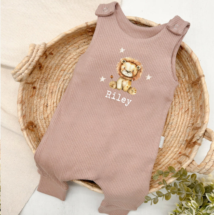 Personalised Lion Ribbed Dungarees