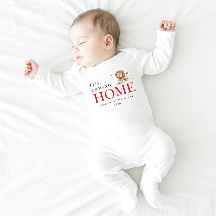 Personalised Lion It's Coming Home World Cup Baby Grow or Vest