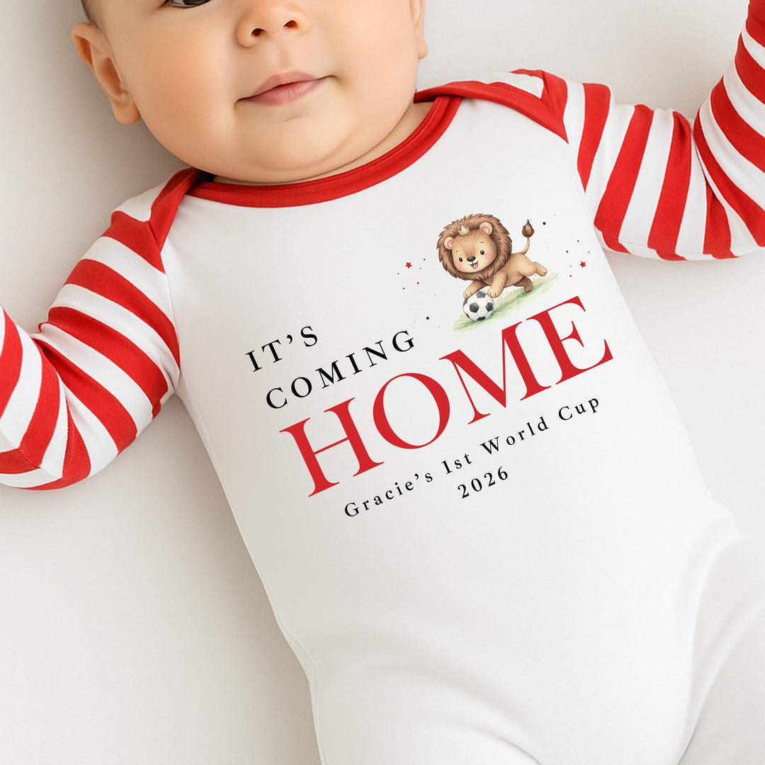 Personalised Lion It's Coming Home World Cup Baby Grow or Vest