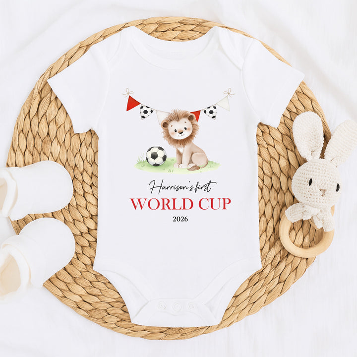 Personalised Lion My First World Cup Baby Grow or Vest