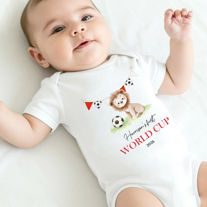 Personalised Lion My First World Cup Baby Grow or Vest