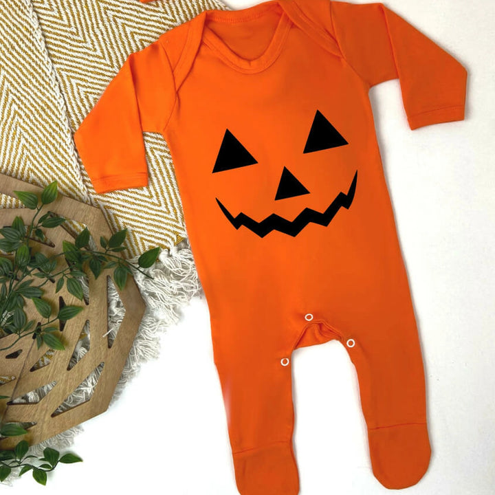 Pumpkin Smile Halloween Orange Babygrow, Hat or Vest