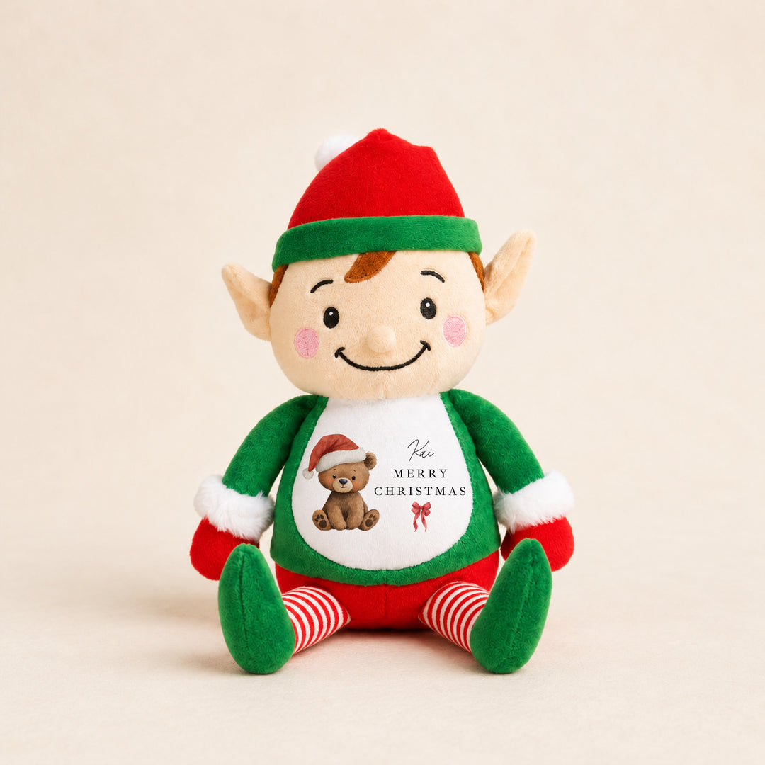 Personalised Bear Santa Hat My First Christmas Soft Toy