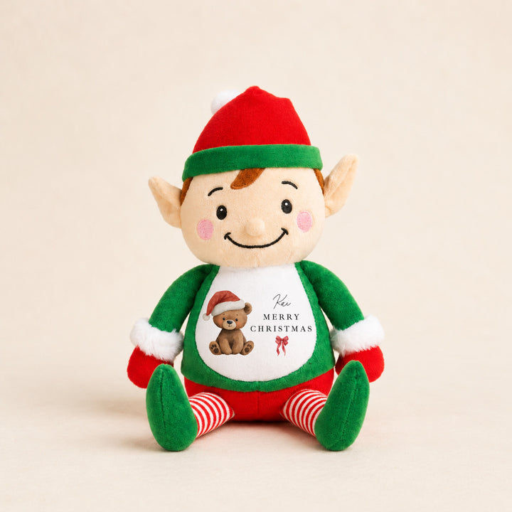 Personalised Bear Santa Hat My First Christmas Soft Toy