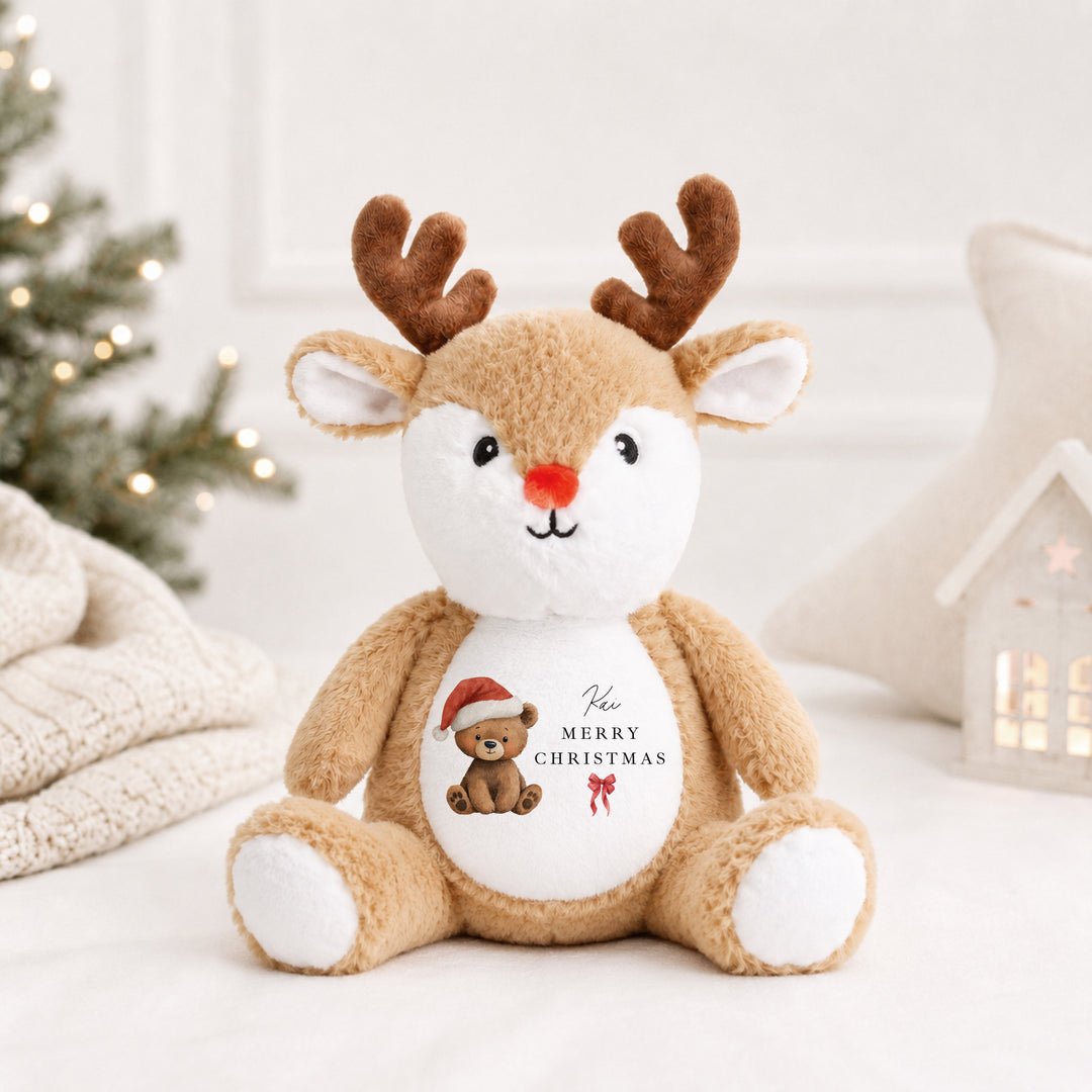 Personalised Bear Santa Hat My First Christmas Soft Toy