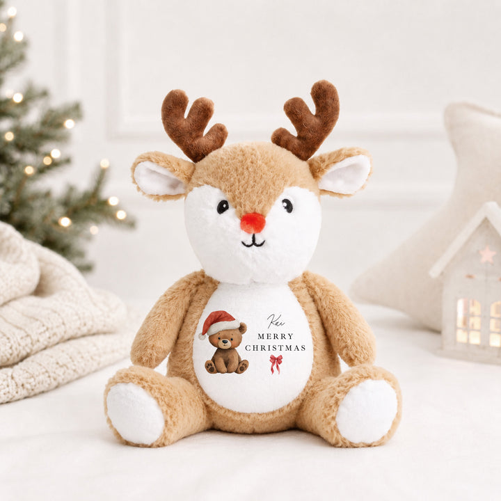 Personalised Bear Santa Hat My First Christmas Soft Toy