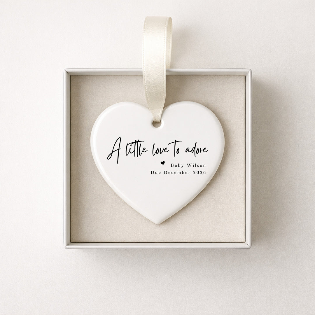 Personalised A Little Love To Adore Baby Announcement Christmas Bauble