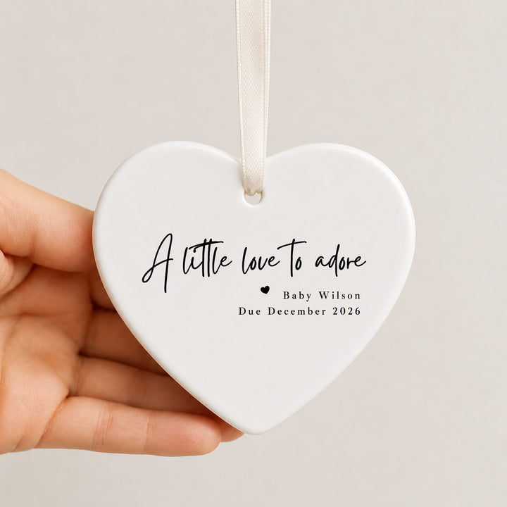 Personalised A Little Love To Adore Baby Announcement Christmas Bauble
