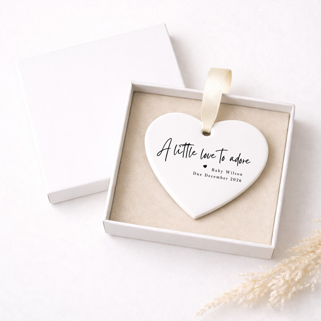 Personalised A Little Love To Adore Baby Announcement Christmas Bauble