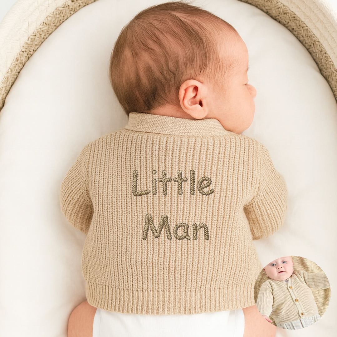 Embroidered Little Man Knitted Cardigan