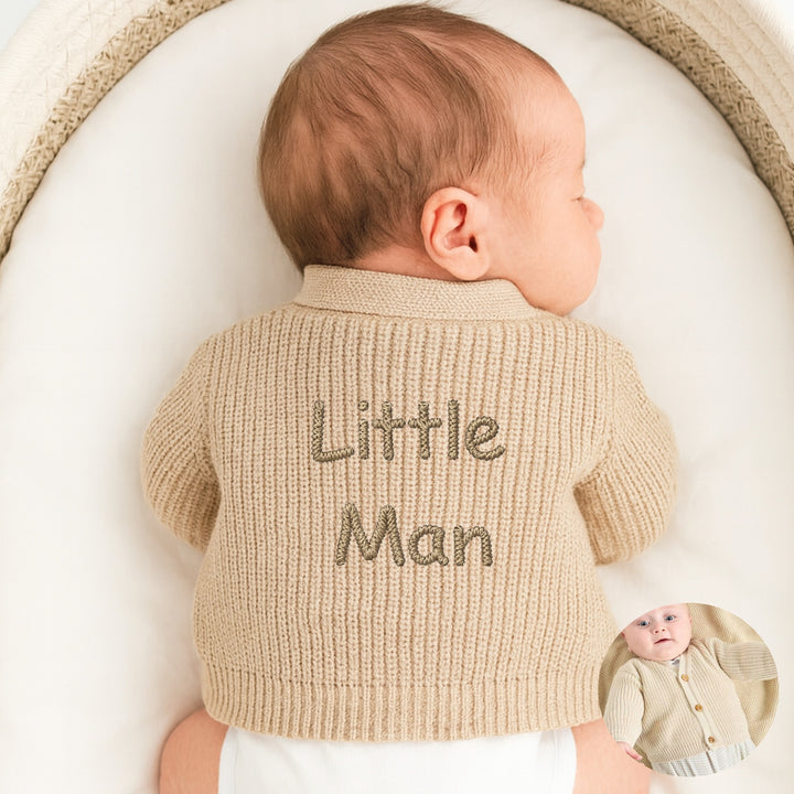 Embroidered Little Man Knitted Cardigan