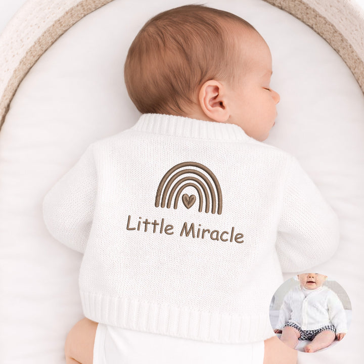 Embroidered Little Miracle Rainbow Baby Knitted Cardigan
