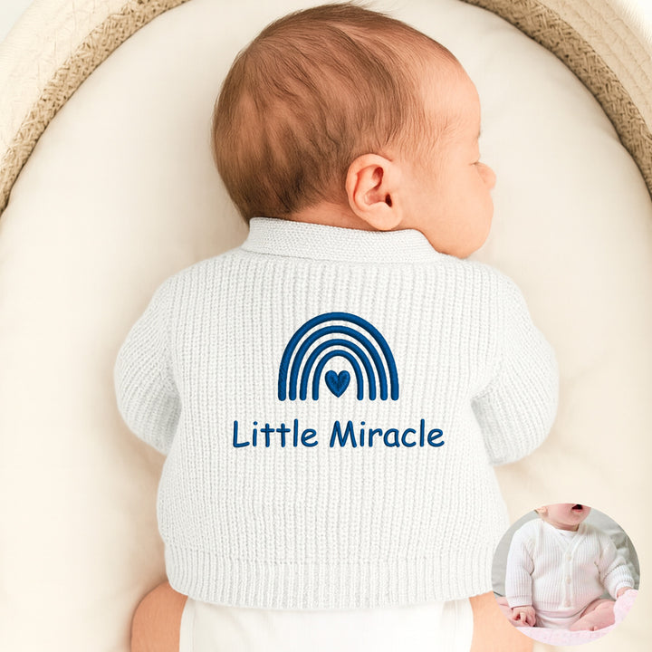 Embroidered Little Miracle Rainbow Baby Knitted Cardigan